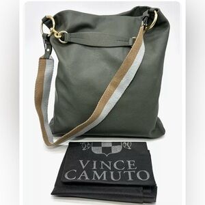 Vince Camuto Pebbled Leather Valda Tote Fig Leaf Dust Bag New With Tags